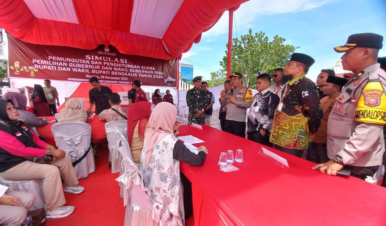 Matangkan Persiapan, Polsek Mandau Gelar Simulasi Pemungutan dan Penghitungan Suara di Mandau