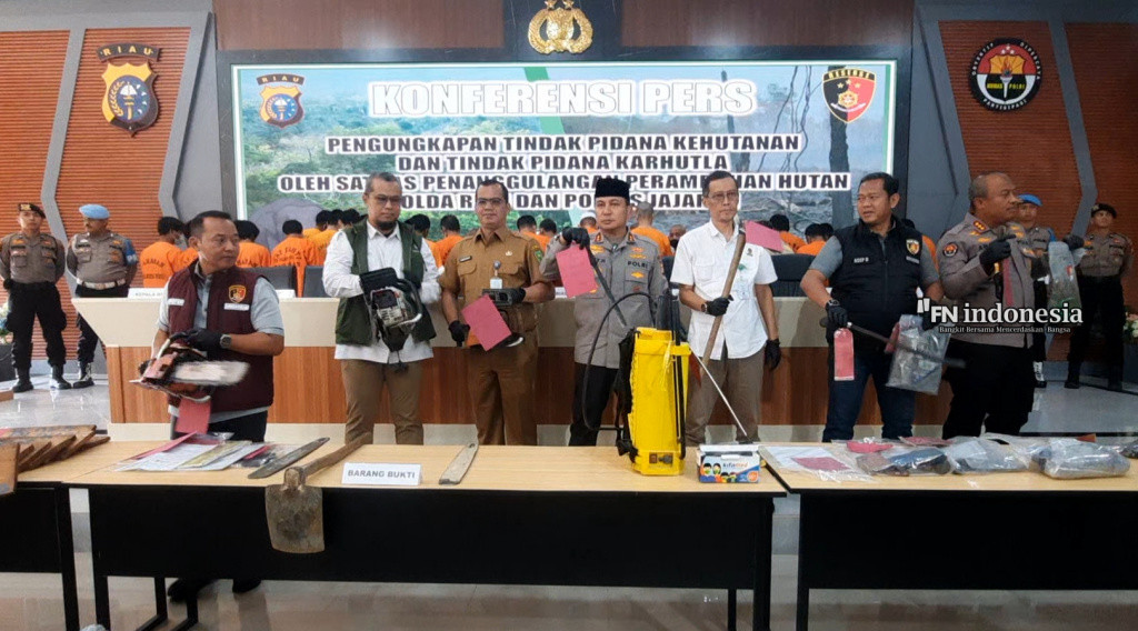 Polda Riau Bongkar Perambahan Hutan 2.225 Hektare, 44 Tersangka Ditahan