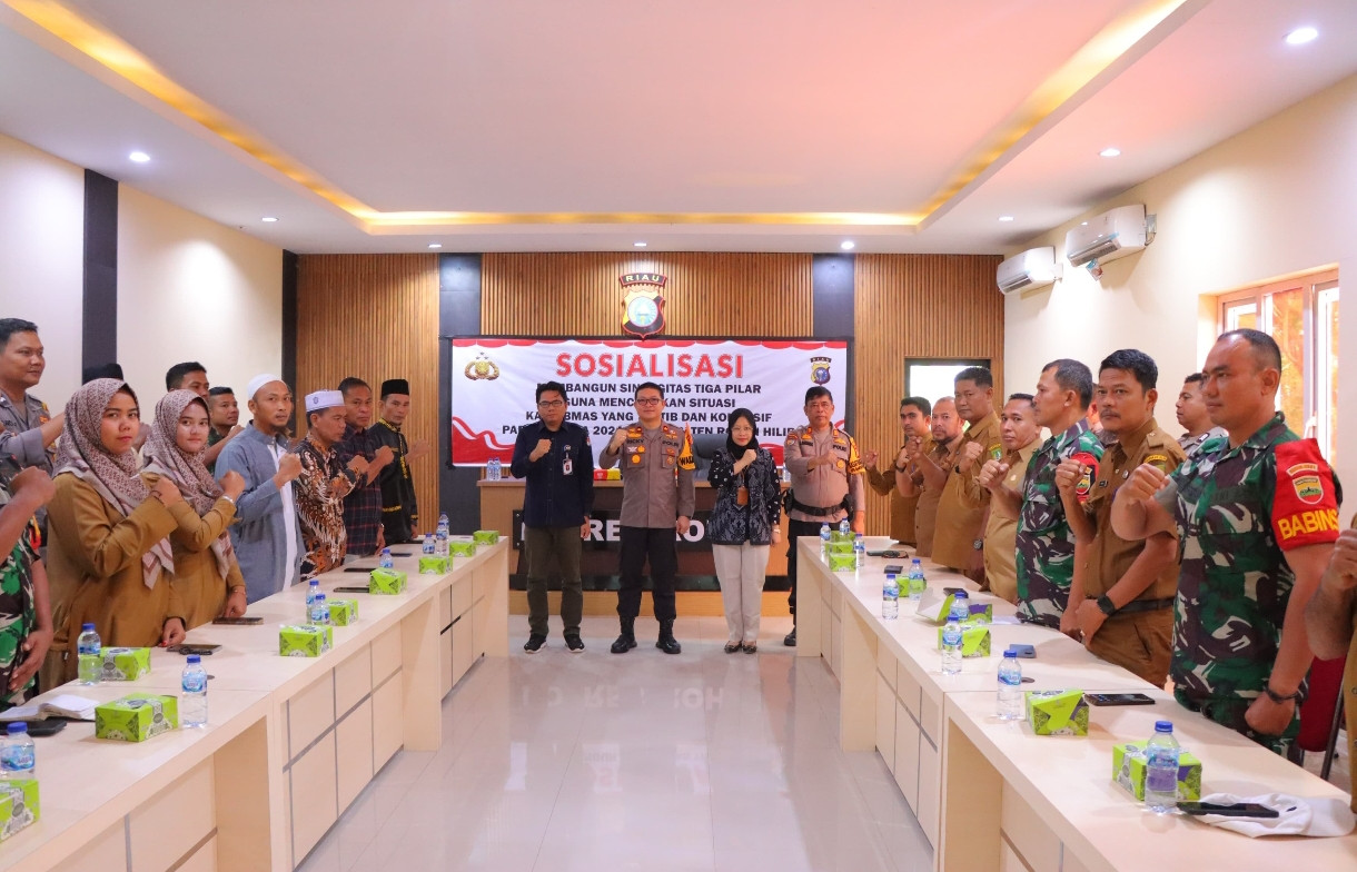 Ciptakan Pilkada Damai Polres Rohil Gelar Sosialisasi Membangun Sinergitas Tiga Pilar 