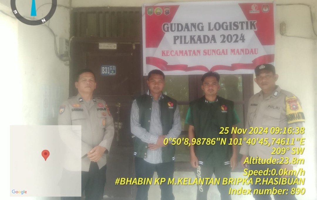 Polsek Sungai Mandau Pastikan Keamanan Gudang Logistik Pilkada 2024 Menjelang Pemilu