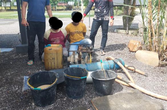Polsek Singingi Hilir Tangkap Dua Tersangka Penambangan Emas Ilegal