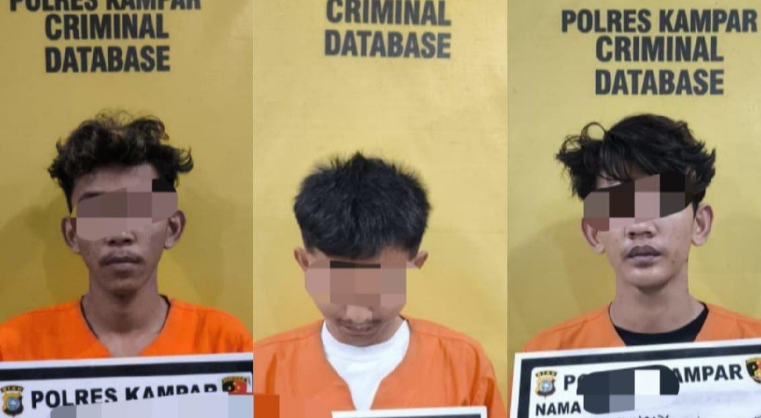 Tiga Pemuda di Kampar Ditangkap Polisi Setelah Keroyok Remaja hingga Luka Serius