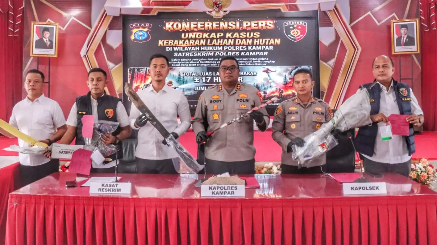 17 Hektare Lahan Terbakar, Polres Kampar Amankan 4 Pelaku Karhutla
