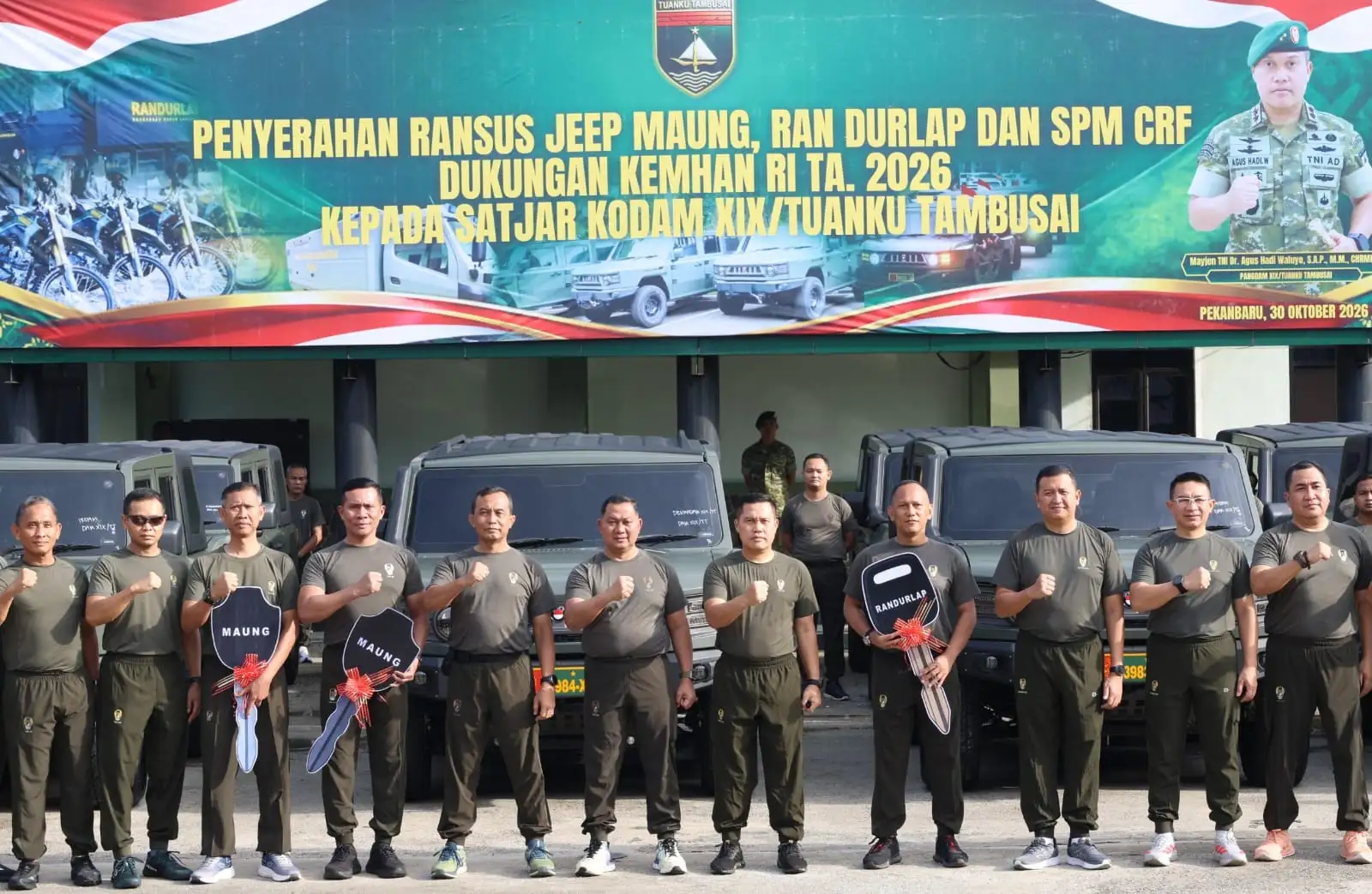 Dukung Kelancaran Tugas Satuan, Pangdam XIX/Tuanku Tambusai Serahkan Kendaraan Dinas di Makodam