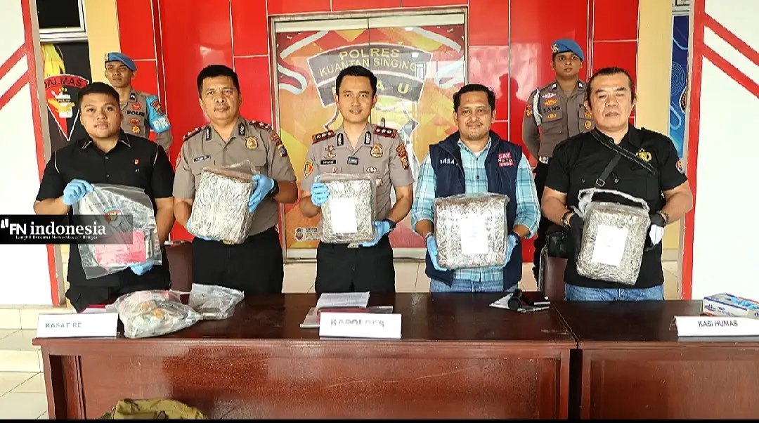 Polres Kuansing Gagalkan Peredaran Ganja Kering 18 Kilogram, Dua Tersangka Diamankan